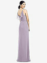 Front View Thumbnail - Lilac Haze Ruffled Back Chiffon Dress with Jeweled Sash