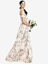 Alt View 1 Thumbnail - Blush Garden Cold-Shoulder V-Back Chiffon Maxi Dress