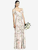 Front View Thumbnail - Blush Garden Cold-Shoulder V-Back Chiffon Maxi Dress