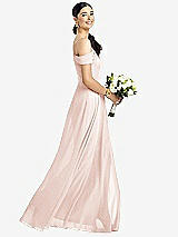 Alt View 1 Thumbnail - Blush Cold-Shoulder V-Back Chiffon Maxi Dress