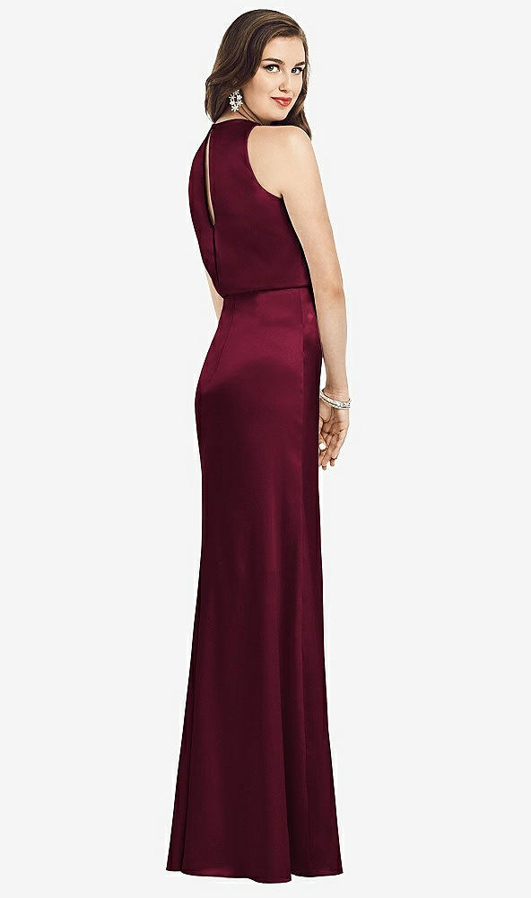 Back View - Cabernet Sleeveless Blouson Bodice Trumpet Gown