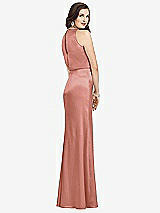 Rear View Thumbnail - Desert Rose Sleeveless Blouson Bodice Trumpet Gown