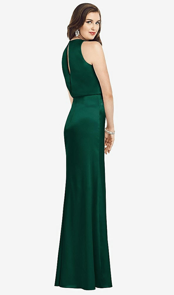 Back View - Hunter Green Sleeveless Blouson Bodice Trumpet Gown