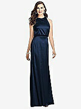 Front View Thumbnail - Midnight Navy Sleeveless Blouson Bodice Trumpet Gown