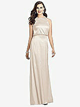 Front View Thumbnail - Oat Sleeveless Blouson Bodice Trumpet Gown