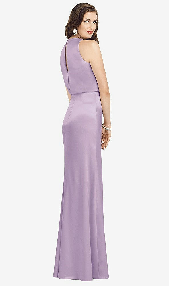 Back View - Pale Purple Sleeveless Blouson Bodice Trumpet Gown