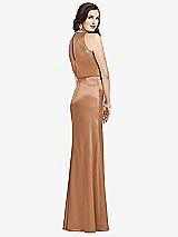 Rear View Thumbnail - Toffee Sleeveless Blouson Bodice Trumpet Gown