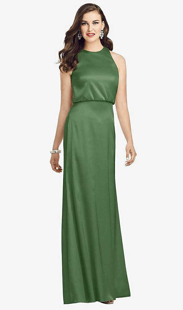 Front View - Vineyard Green Sleeveless Blouson Bodice Trumpet Gown