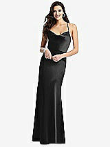 Front View Thumbnail - Black Cowl-Neck Criss Cross Back Slip Dress