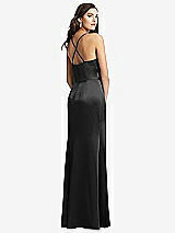 Rear View Thumbnail - Black Cowl-Neck Criss Cross Back Slip Dress