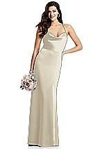 Alt View 1 Thumbnail - Champagne Cowl-Neck Criss Cross Back Slip Dress