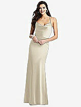 Front View Thumbnail - Champagne Cowl-Neck Criss Cross Back Slip Dress