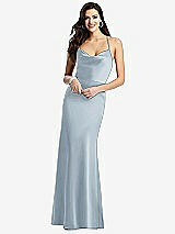 Front View Thumbnail - Mist Cowl-Neck Criss Cross Back Slip Dress