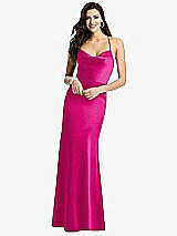 Front View Thumbnail - Think Pink Cowl-Neck Criss Cross Back Slip Dress