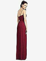 Rear View Thumbnail - Burgundy Slim Spaghetti Strap Chiffon Dress with Front Slit 