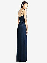 Rear View Thumbnail - Midnight Navy Slim Spaghetti Strap Chiffon Dress with Front Slit 