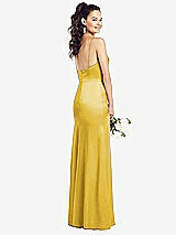 Rear View Thumbnail - Marigold Slim Spaghetti Strap Wrap Bodice Trumpet Gown