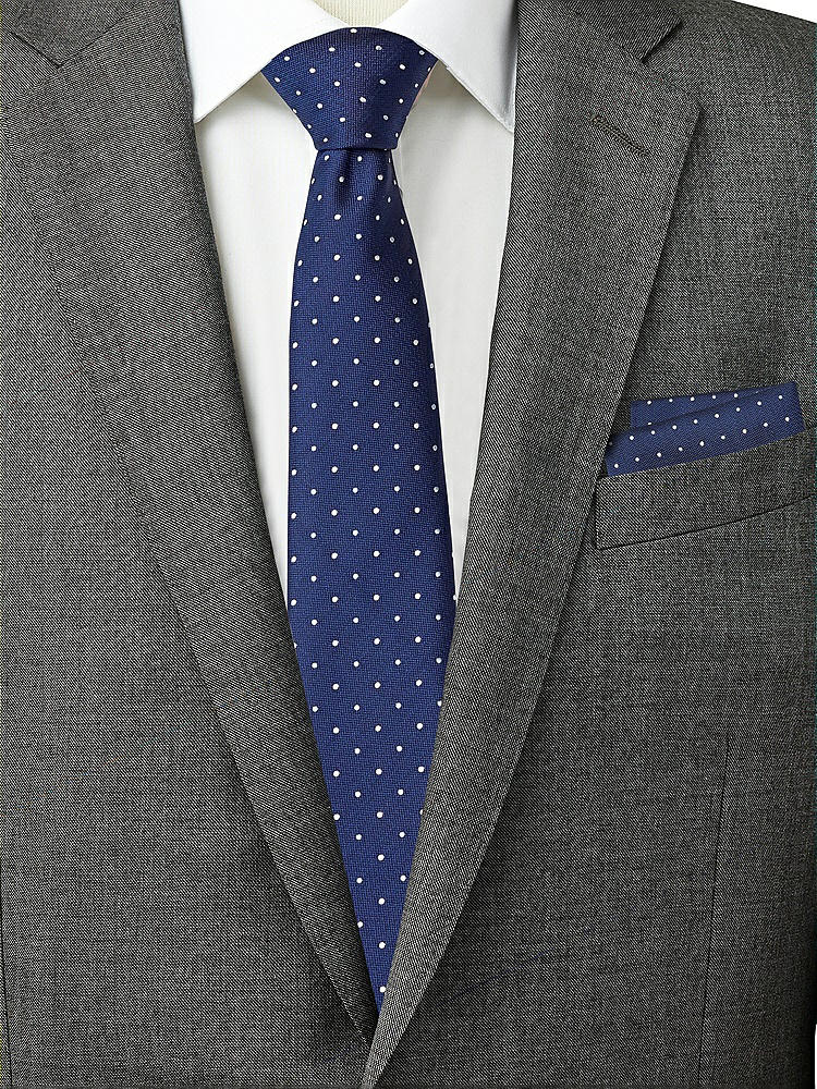 Back View - Sofia Blue/mist/ivory Modern Polka Dot Pocket Square