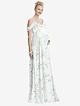 Front View Thumbnail - Bleu Garden Draped Cold-Shoulder Chiffon Maternity Dress