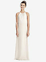 Rear View Thumbnail - Ivory Shirred Jewel Neck Chiffon Juniors Dress