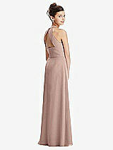 Front View Thumbnail - Neu Nude Shirred Jewel Neck Chiffon Juniors Dress