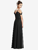 Rear View Thumbnail - Black Draped Cold Shoulder Chiffon Juniors Dress