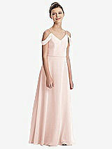 Front View Thumbnail - Blush Draped Cold Shoulder Chiffon Juniors Dress