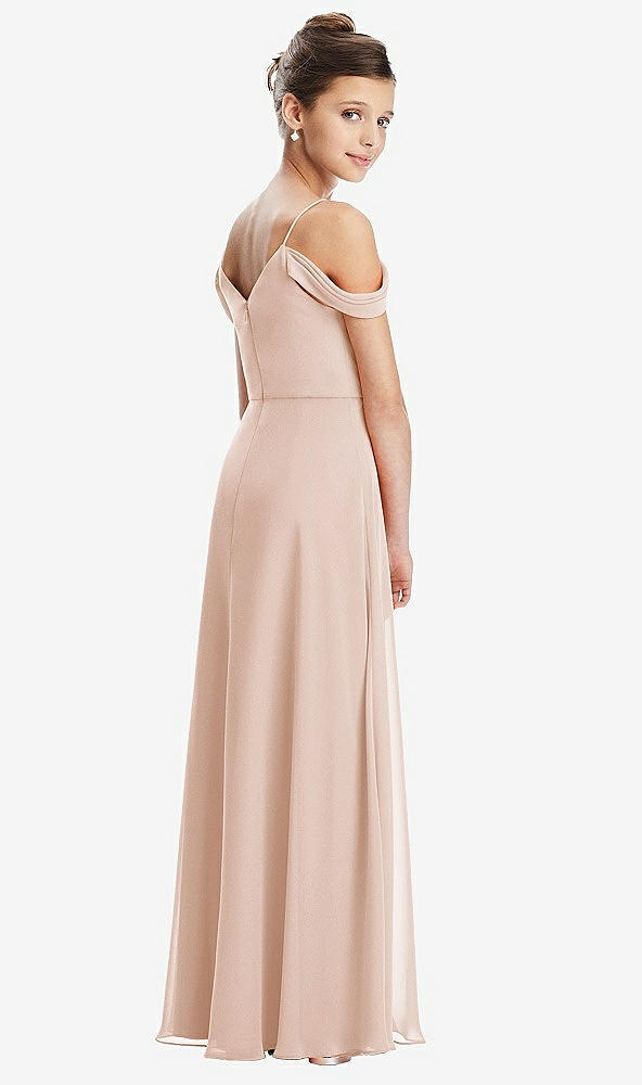 Back View - Cameo Draped Cold Shoulder Chiffon Juniors Dress