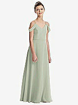 Front View Thumbnail - Celadon Draped Cold Shoulder Chiffon Juniors Dress