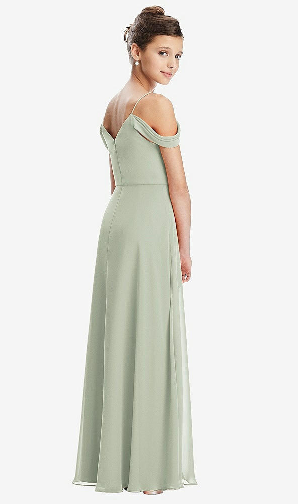 Back View - Celadon Draped Cold Shoulder Chiffon Juniors Dress