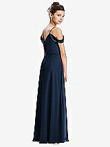 Rear View Thumbnail - Midnight Navy Draped Cold Shoulder Chiffon Juniors Dress