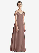 Front View Thumbnail - Sienna Draped Cold Shoulder Chiffon Juniors Dress