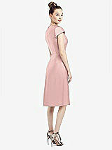 Rear View Thumbnail - Rose Cap Sleeve V-Neck Satin Midi Dress with Pockets