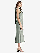 Side View Thumbnail - Willow Green Tie Neck Cutout Midi Tank Dress - Lou