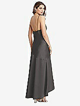 Rear View Thumbnail - Caviar Gray Asymmetrical Drop Waist High-Low Slip Dress - Devon