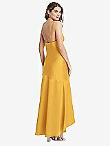 Rear View Thumbnail - NYC Yellow Asymmetrical Drop Waist High-Low Slip Dress - Devon