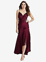 Front View Thumbnail - Cabernet Asymmetrical Drop Waist High-Low Slip Dress - Devon