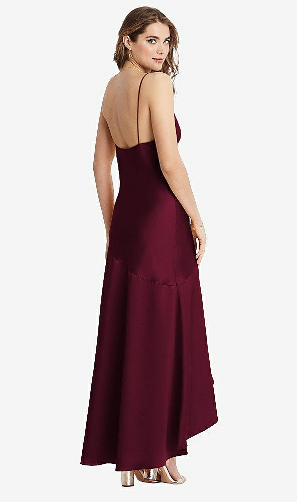 Back View - Cabernet Asymmetrical Drop Waist High-Low Slip Dress - Devon