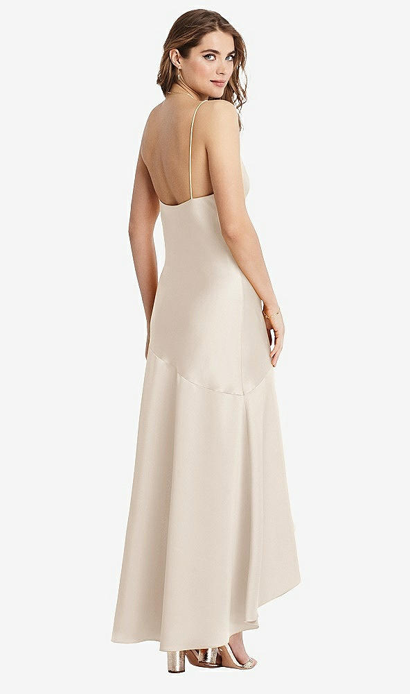 Back View - Oat Asymmetrical Drop Waist High-Low Slip Dress - Devon