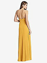 Rear View Thumbnail - NYC Yellow High Neck Chiffon Maxi Dress with Front Slit - Lela