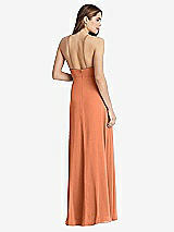 Rear View Thumbnail - Sweet Melon High Neck Chiffon Maxi Dress with Front Slit - Lela