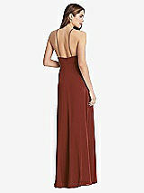 Rear View Thumbnail - Auburn Moon High Neck Chiffon Maxi Dress with Front Slit - Lela