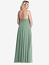 Alt View 2 Thumbnail - Seagrass High Neck Chiffon Maxi Dress with Front Slit - Lela