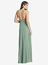 Rear View Thumbnail - Seagrass High Neck Chiffon Maxi Dress with Front Slit - Lela