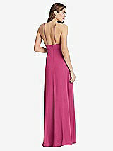 Rear View Thumbnail - Tea Rose High Neck Chiffon Maxi Dress with Front Slit - Lela