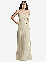 Front View Thumbnail - Champagne Chiffon Maxi Wrap Dress with Sash - Cora