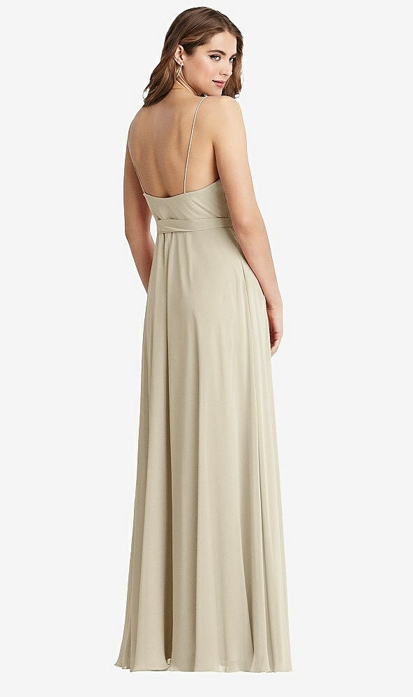 Back View - Champagne Chiffon Maxi Wrap Dress with Sash - Cora