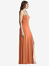 Side View Thumbnail - Sweet Melon Square Neck Chiffon Maxi Dress with Front Slit - Elliott