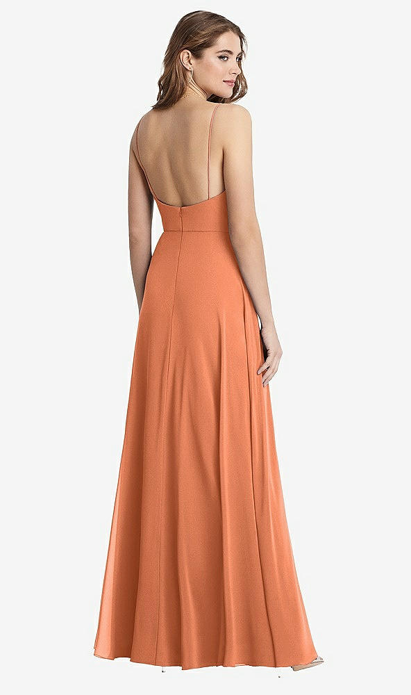 Back View - Sweet Melon Square Neck Chiffon Maxi Dress with Front Slit - Elliott