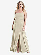 Alt View 1 Thumbnail - Champagne Square Neck Chiffon Maxi Dress with Front Slit - Elliott